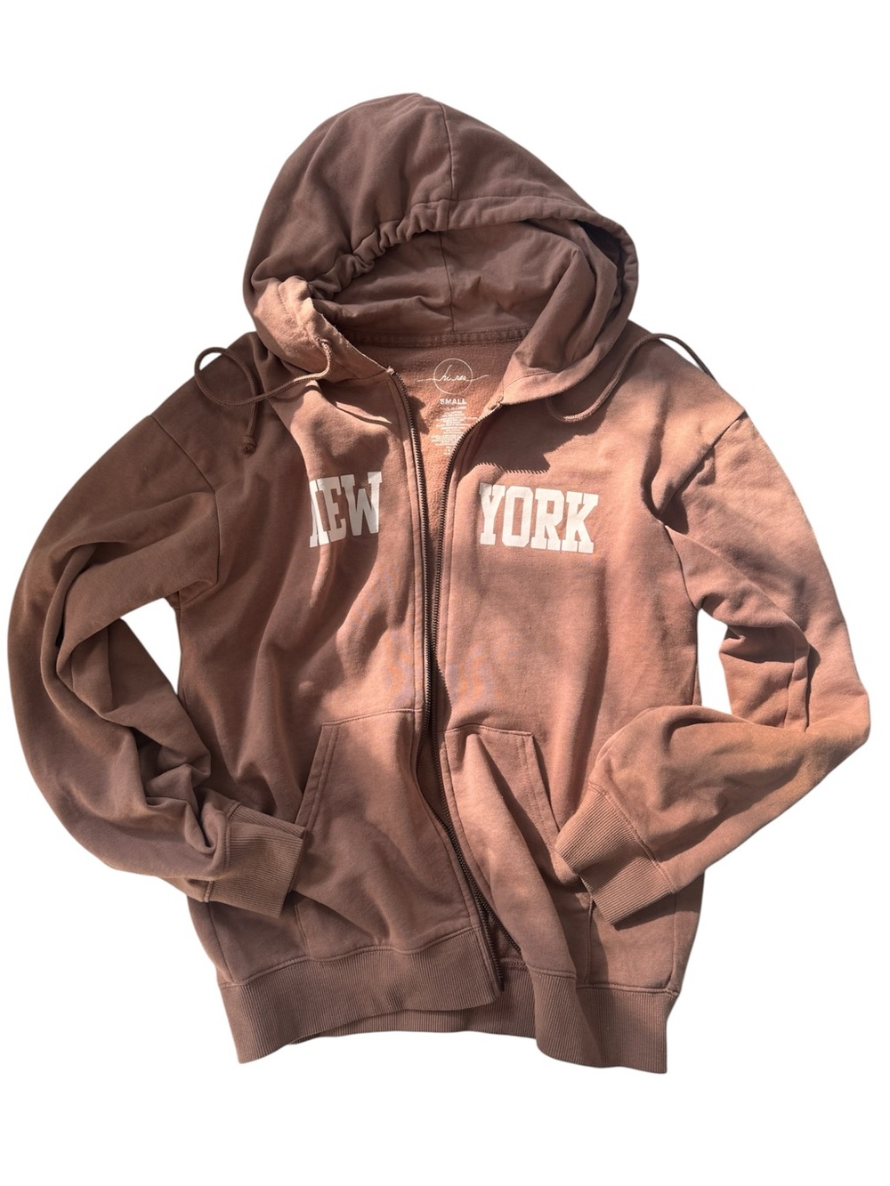 New York Zip-Up Hoodie - Brown